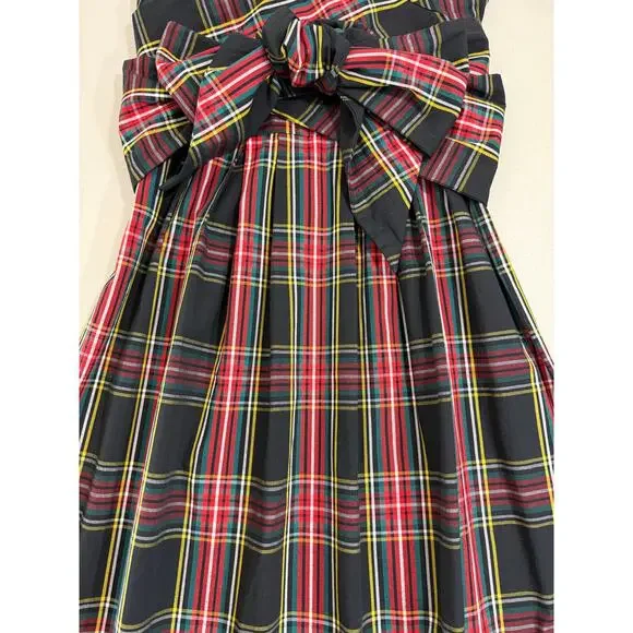 NWT J.Crew Stewart Tartan Plaid V-Neck Wrap Dress Black Sz 4 Fit & Flare Holiday - Picture 6 of 10